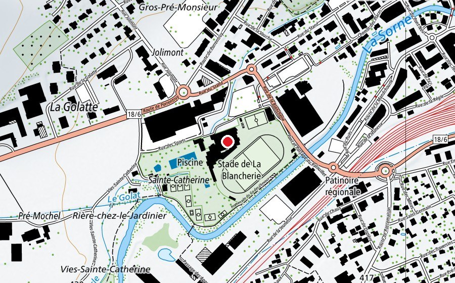 Mappa con la posizione di Piscine couverte de la Blancherie (Piscina)
