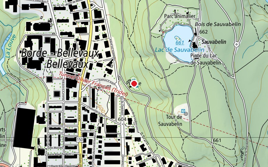 Carte indiquant l’emplacement de Piscine de Bellevaux (Piscine)