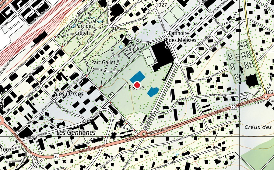 Carte indiquant l’emplacement de Piscine des Mélèzes (Piscine)