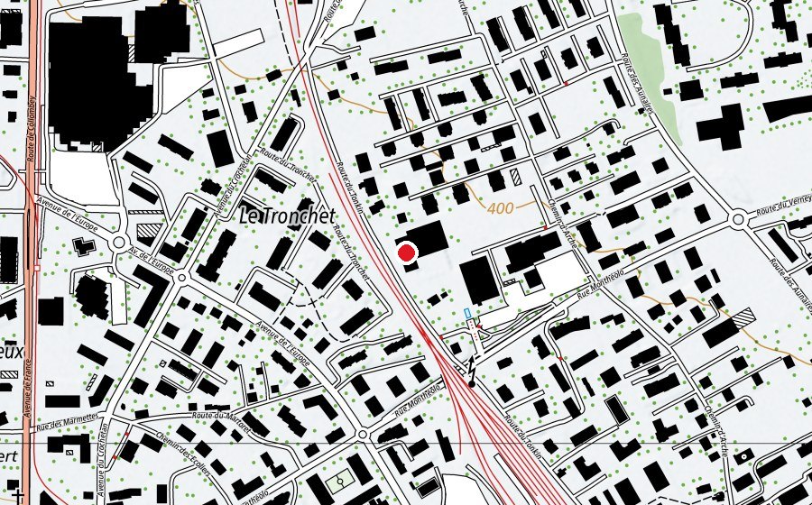 Map showing the location of Piscine du Reposieux (Swimming pool)