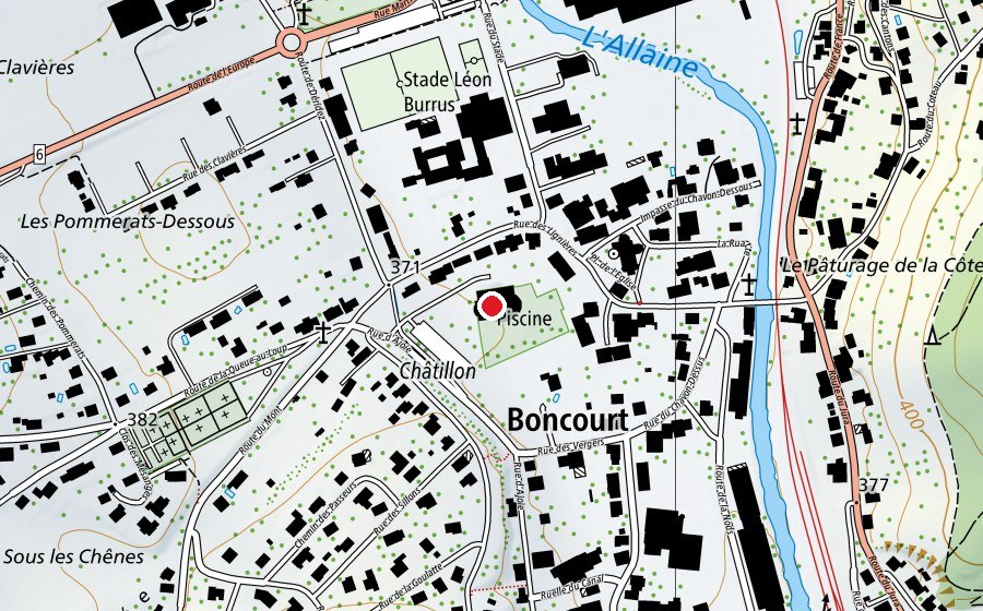 Mappa con la posizione di Piscine Les Hémionées (Piscina)