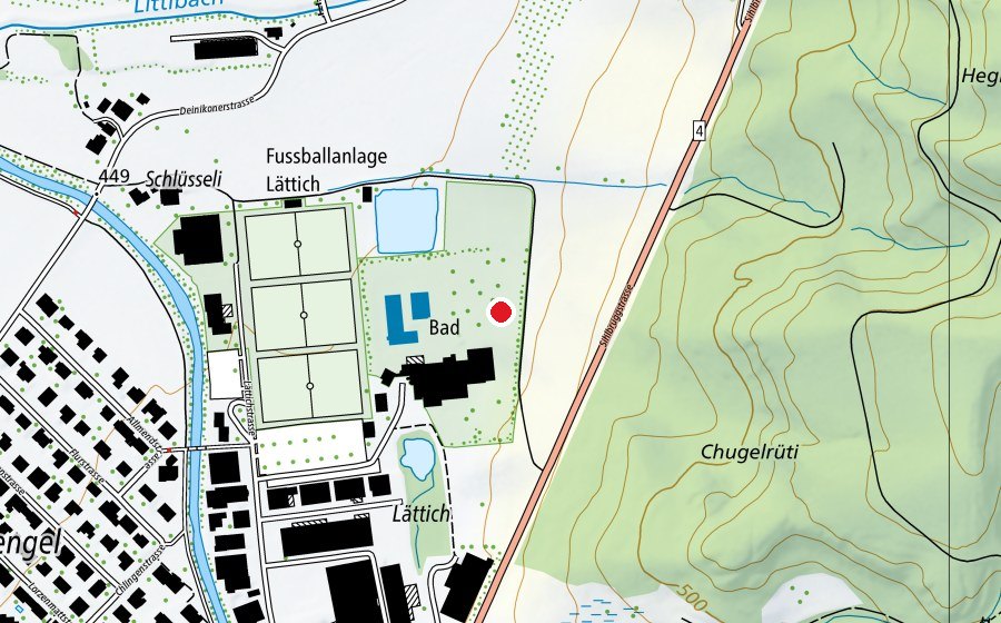 Map showing the location of Planschbecken (Swimming pool)