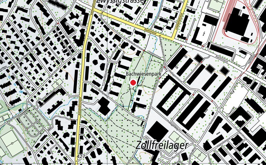 Carte indiquant l’emplacement de Planschbecken Bachwiesen (Piscine)
