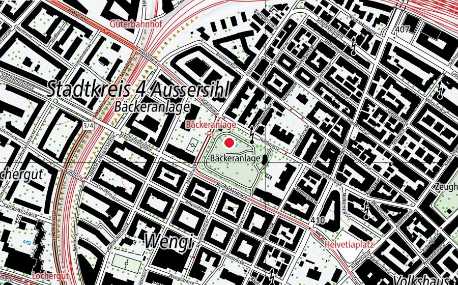 Carte indiquant l’emplacement de Planschbecken Bäckeranlage (Piscine)