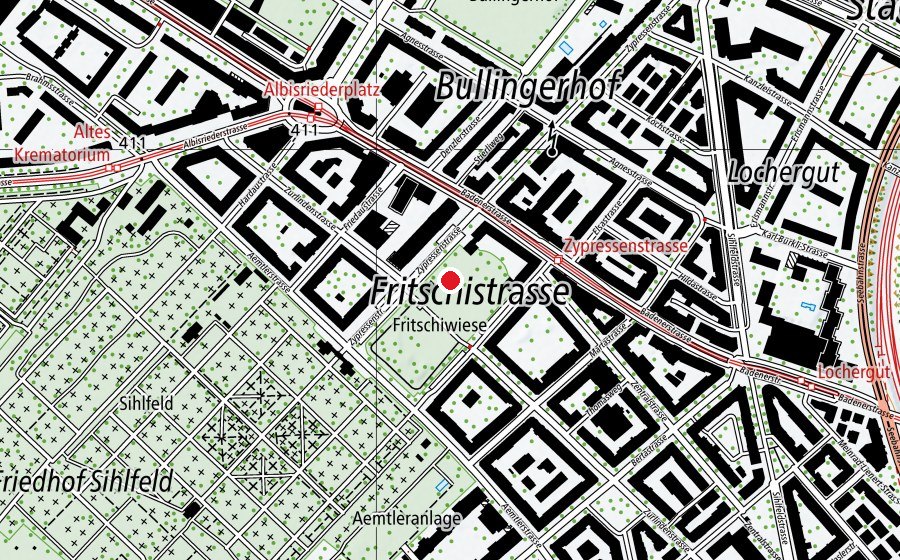 Carte indiquant l’emplacement de Planschbecken Fritschiwiese (Piscine)
