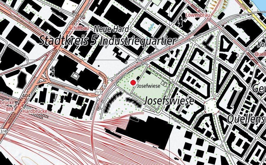 Carte indiquant l’emplacement de Planschbecken Josefwiese (Piscine)
