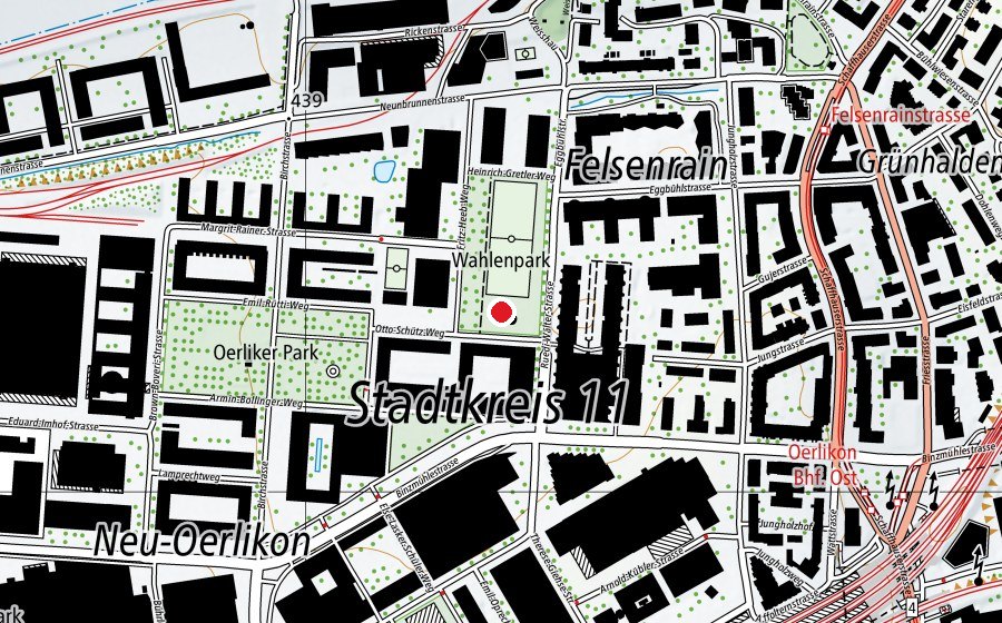 Map showing the location of Planschbecken Wahlenpark (Swimming pool)