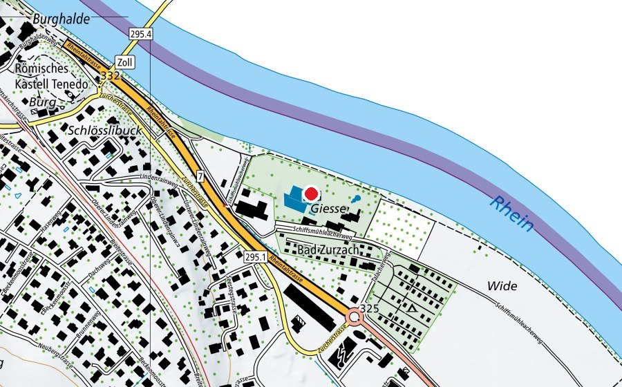 Map showing the location of Regibad Zurzach (Swimming pool)