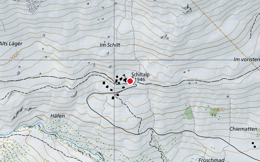 Map showing the location of Schiltalp (Swimming pool)