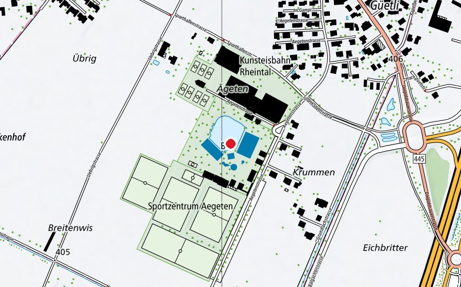 Map showing the location of Schwimmbad Aegeten (Swimming pool)