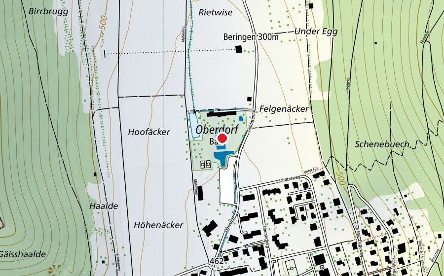 Mappa con la posizione di Schwimmbad Beringen (Piscina)