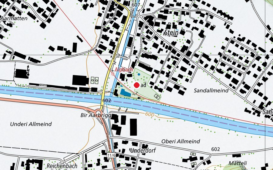 Map showing the location of Schwimmbad Meiringen (Swimming pool)