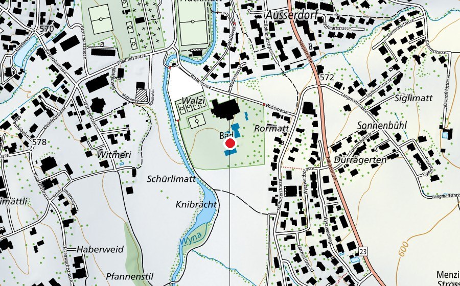 Karte mit dem Standort von Schwimmbad Menziken (Schwimmbad)