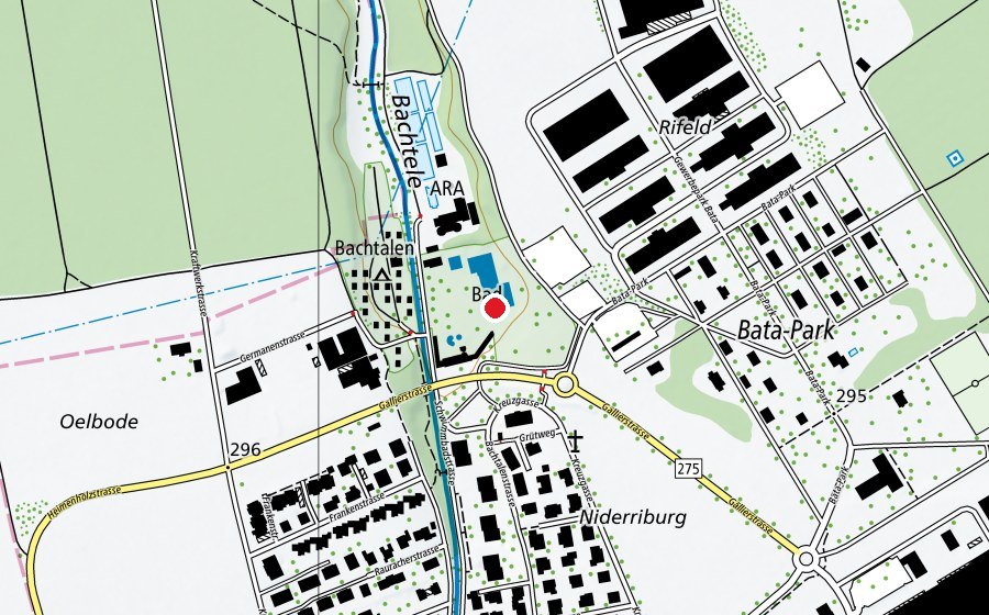 Carte indiquant l’emplacement de Schwimmbad (Piscine)