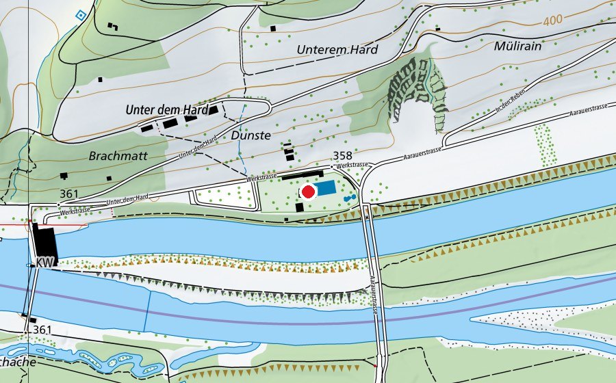 Carte indiquant l’emplacement de Schwimmbad Rupperswil Auenstein (Piscine)