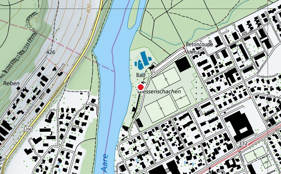 Mappa con la posizione di Schwimmbad Schönenwerd (Piscina)