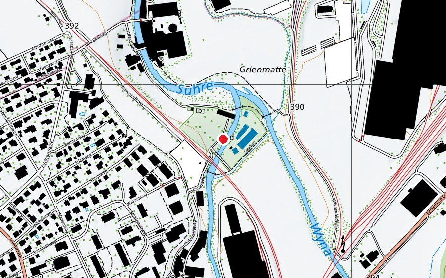 Karte mit dem Standort von Schwimmbad Suhr-Buchs (Schwimmbad)