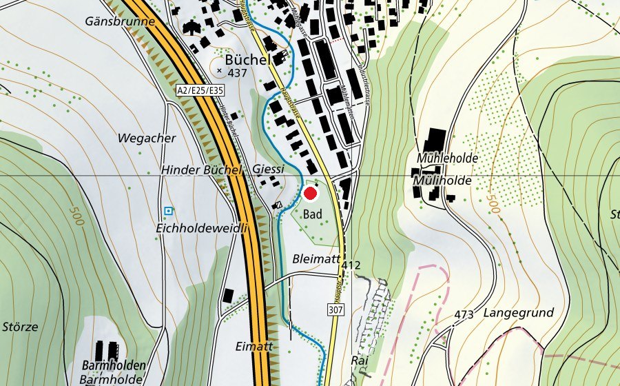 Mappa con la posizione di Schwimmbad Zunzgen (Piscina)