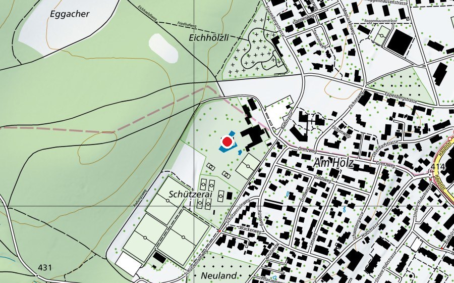 Mappa con la posizione di Schwimmbecken (Piscina)