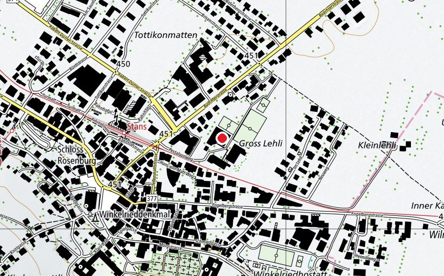 Carte indiquant l’emplacement de Schwimmhalle Pestalozzi (Piscine)