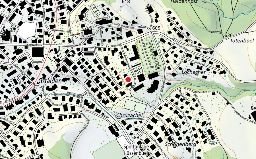 Mappa con la posizione di Schwimmhalle Schulhaus Breite (Piscina)