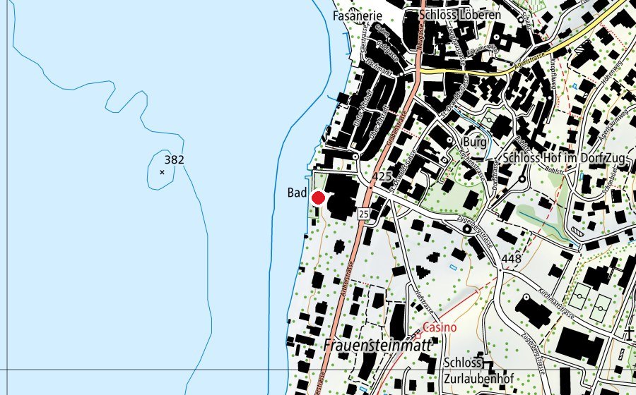Map showing the location of Seeliken (Swimming pool)