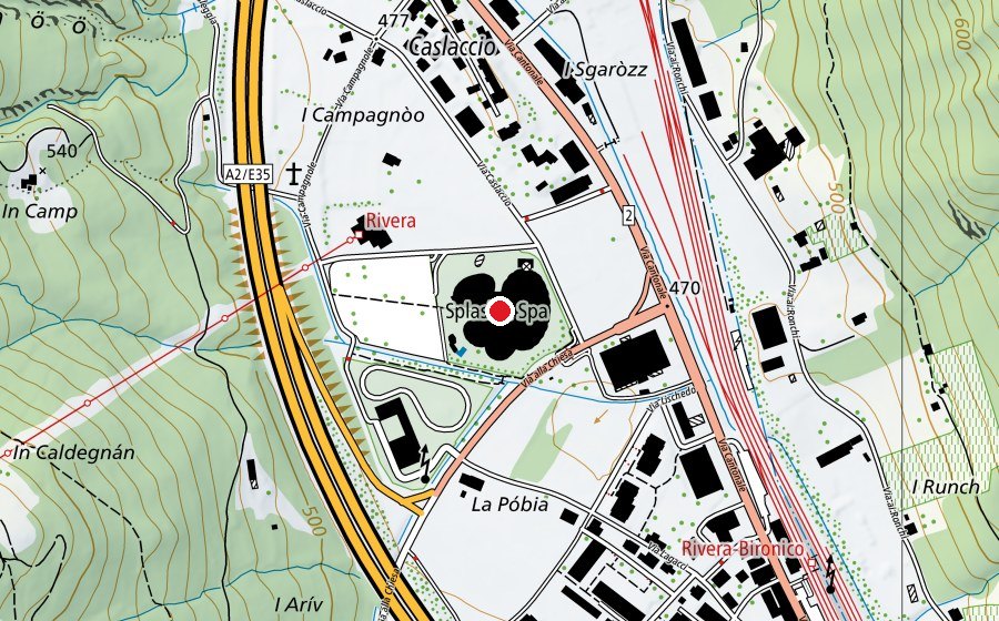Mappa con la posizione di Splash & Spa Tamaro (Piscina)