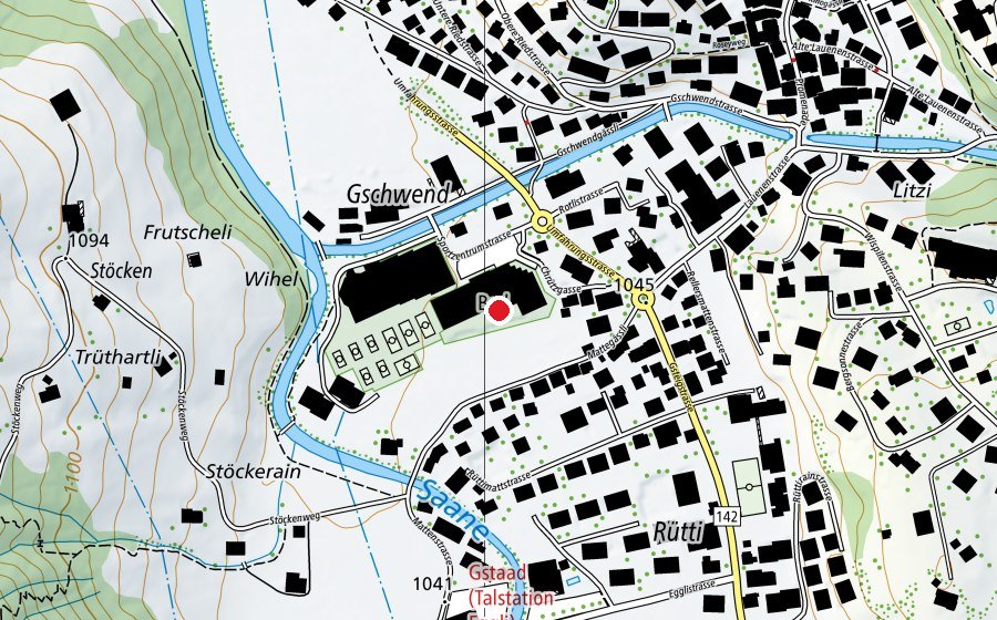 Mappa con la posizione di Sportzentrum Gstaad (Piscina)