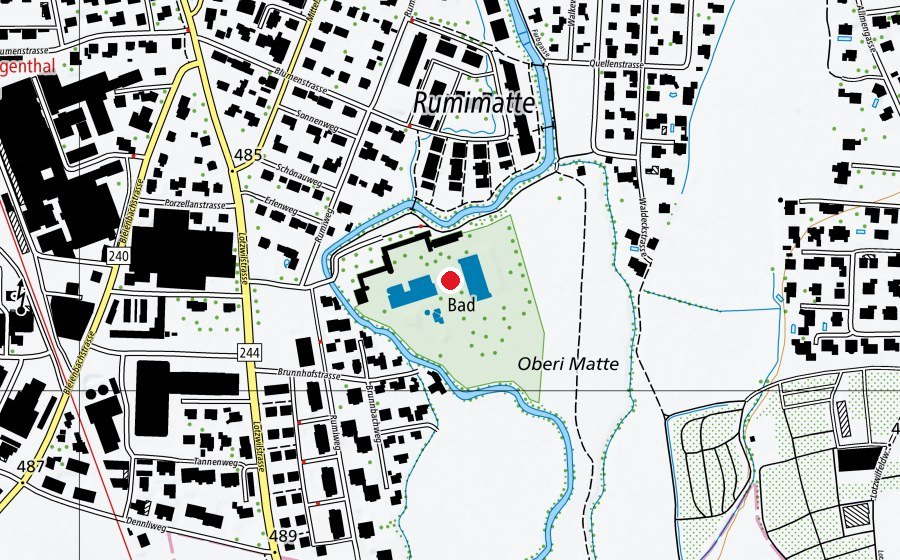 Map showing the location of Sprungbretter (Swimming pool)