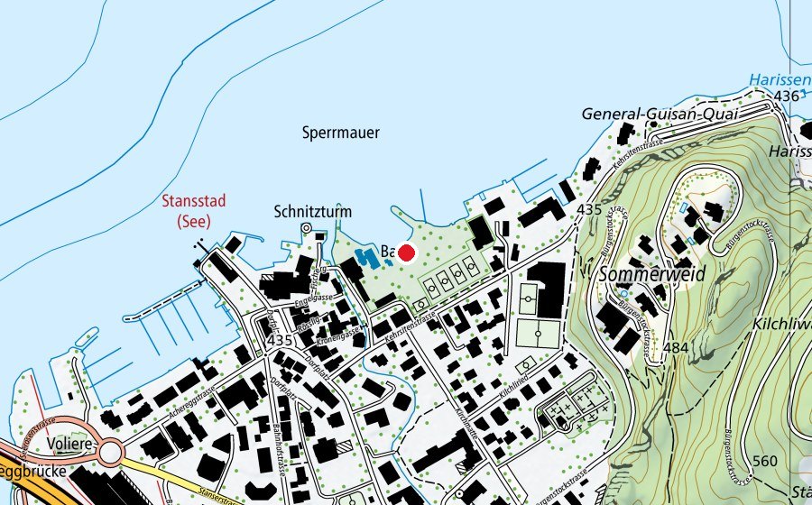 Karte mit dem Standort von Stansstad Badi (Schwimmbad)