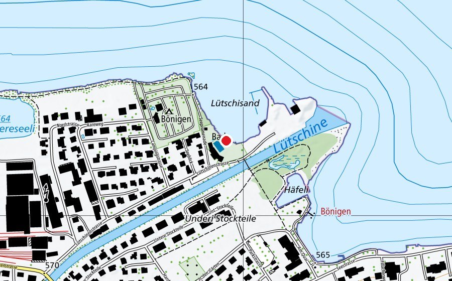 Mappa con la posizione di Strandbad Bönigen (Piscina)