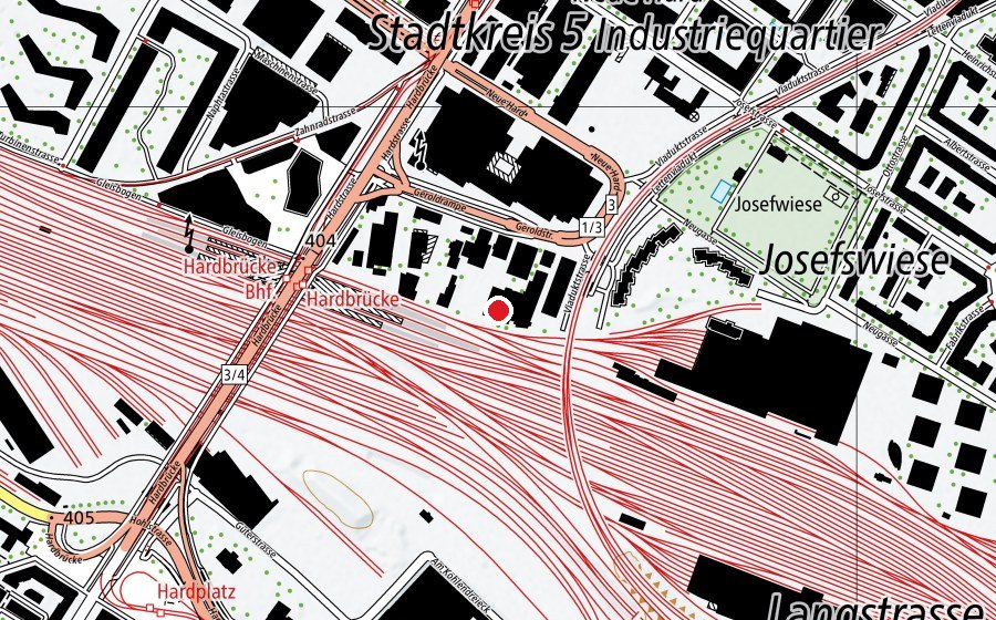 Mappa con la posizione di Urbansurf Zurich (Piscina)