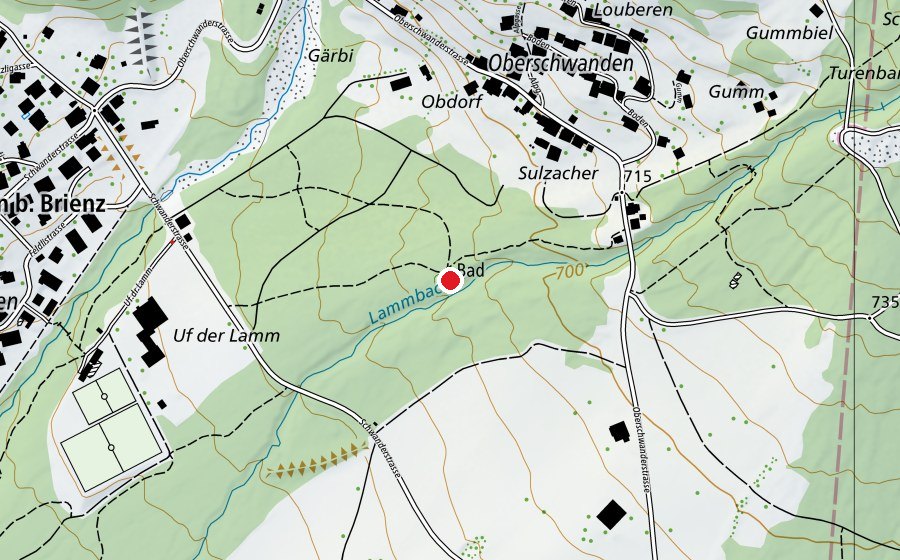 Map showing the location of Waldbad (Swimming pool)