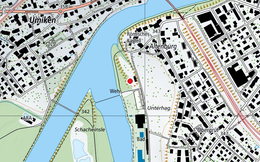 Mappa con la posizione di Abenteuerspielplatz Brugg (Parco giochi)
