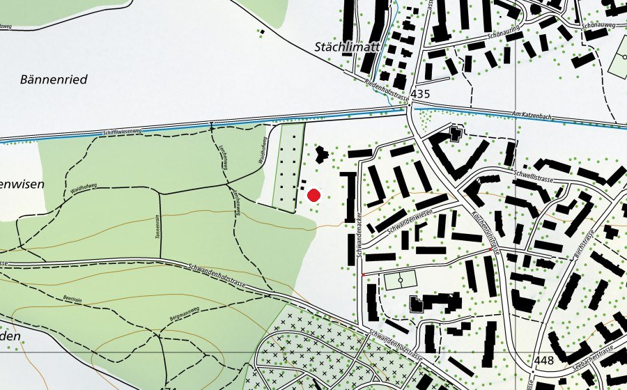 Mappa con la posizione di Abenteuerspielplatz Buntspecht (Parco giochi)
