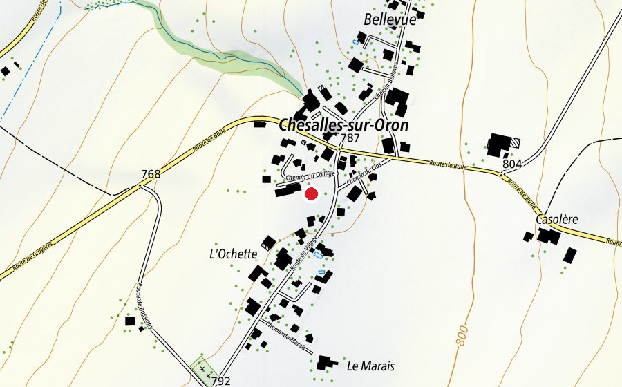 Map showing the location of Aire de jeu (Playground)