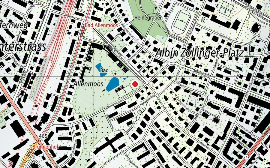 Mappa con la posizione di Allenmoos Freibad (Parco giochi)