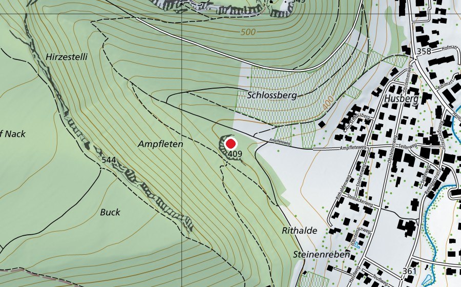 Map showing the location of Ampfleten Waldspielplatz (Playground)