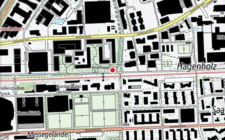 Map showing the location of Andreaspark A (Playground)