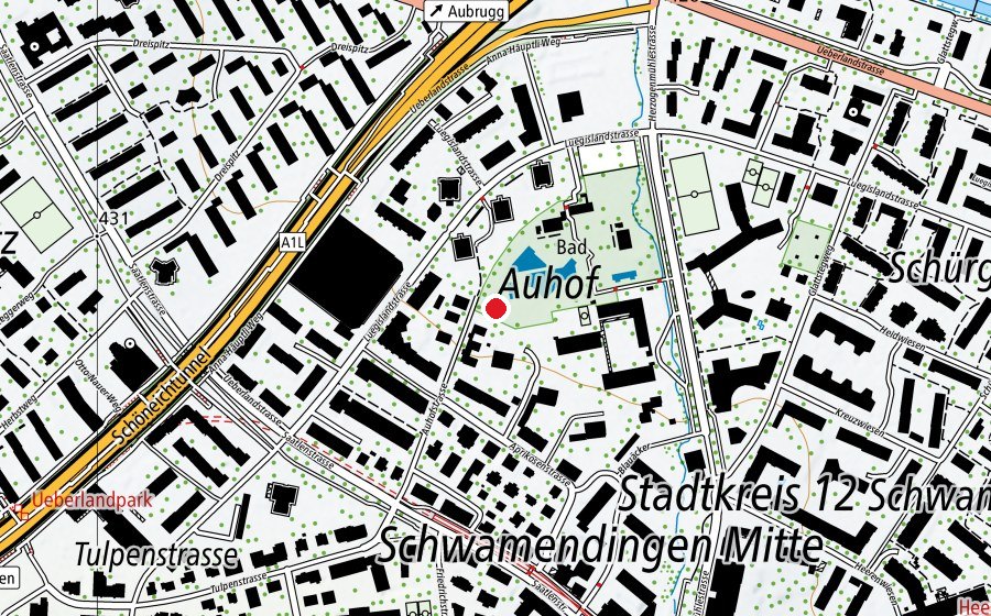 Mappa con la posizione di Auhof (Freibad) (Parco giochi)