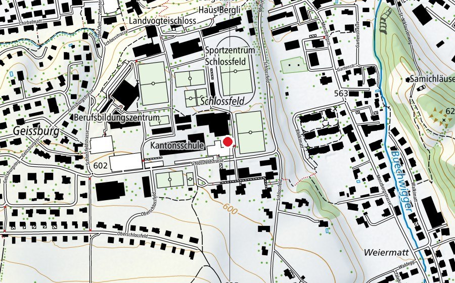 Map showing the location of Aussenspielplatz Hallenbad (Playground)
