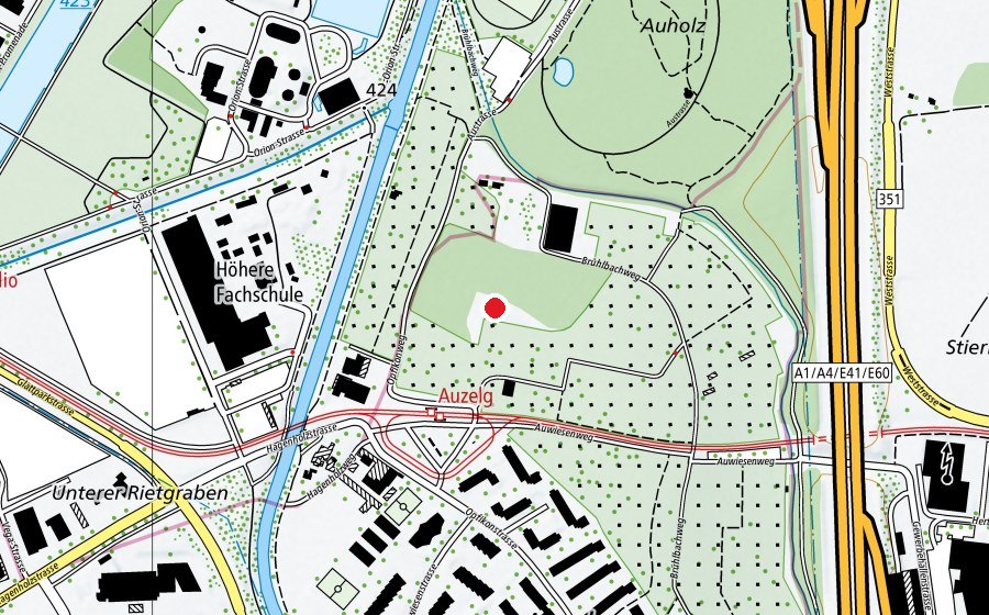 Mappa con la posizione di Auzelg-Opfikonstrasse (Parco giochi)