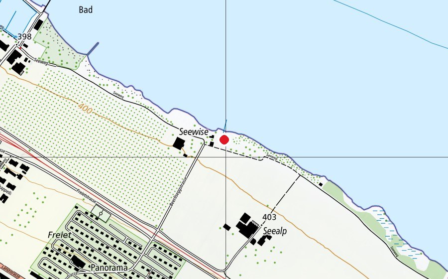 Carte indiquant l’emplacement de Badeplatz Altnau (Place de jeux)