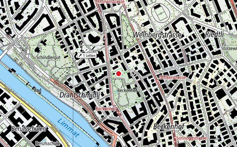 Carte indiquant l’emplacement de Beckenhof (Place de jeux)