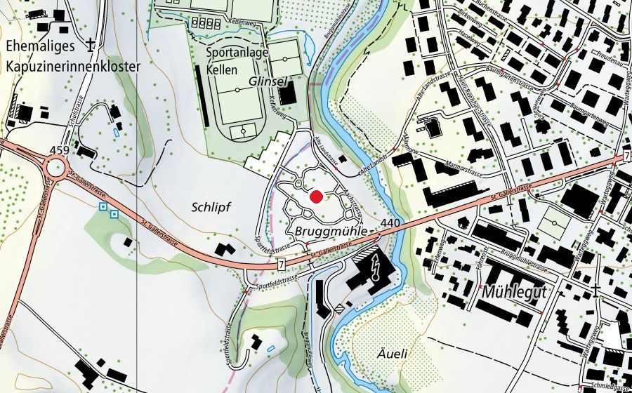Map showing the location of Begegnungsstätte Kellen (Playground)