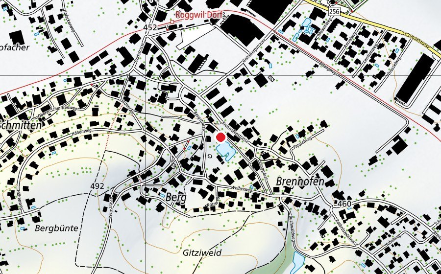 Carte indiquant l’emplacement de Bergweiher (Place de jeux)