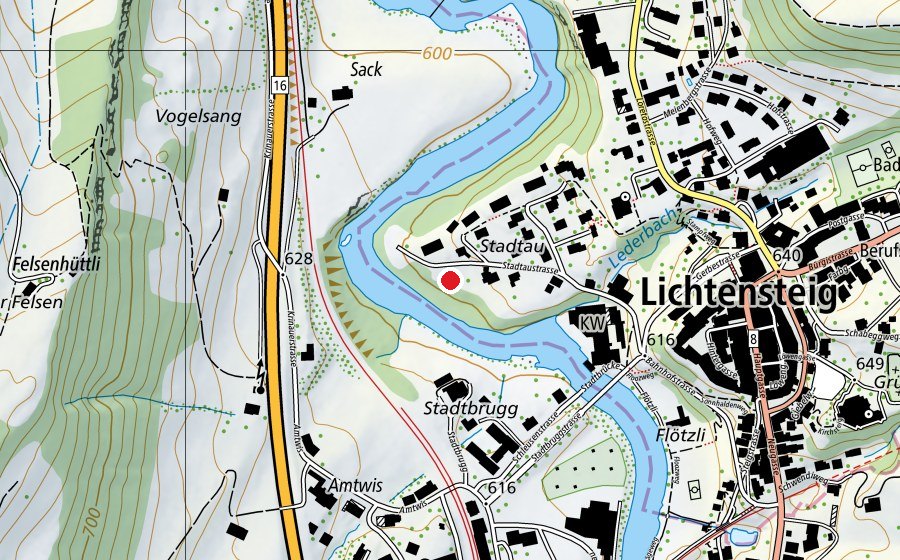 Carte indiquant l’emplacement de Biberburg Stadtau (Place de jeux)