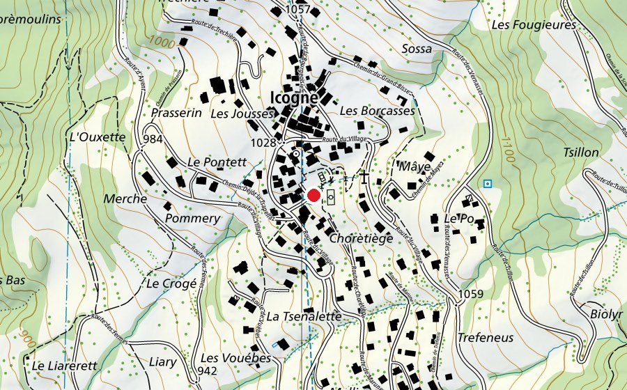 Carte indiquant l’emplacement de Centre du Village (Place de jeux)