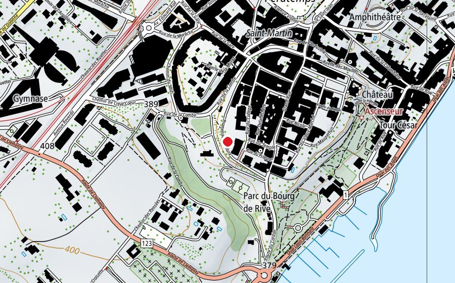 Carte indiquant l’emplacement de Centre-ville (Place de jeux)