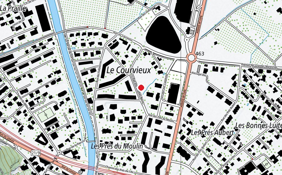 Mappa con la posizione di Champs Neufs (Parco giochi)